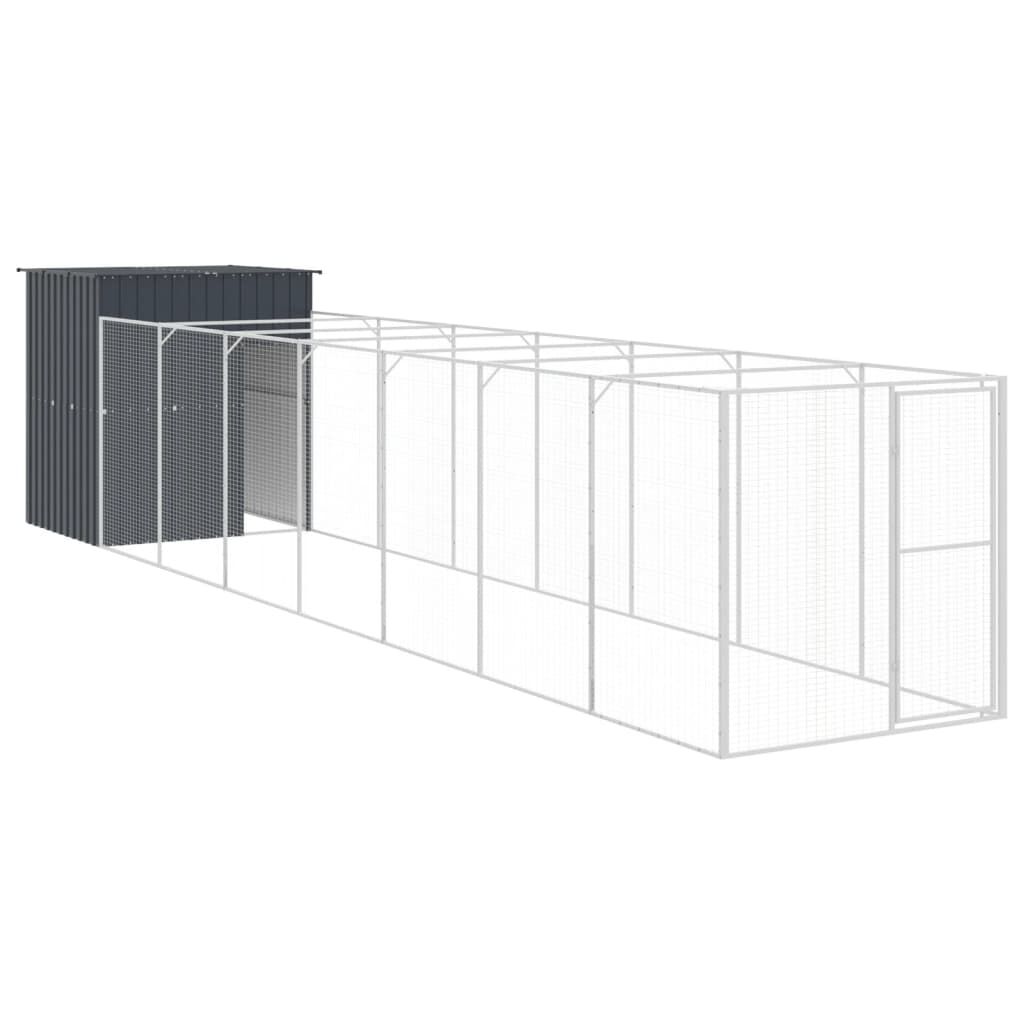 vidaXL Caseta de perros con corral acero galvanizado 165x455x181 cm, , large Imagen numero 22