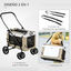 PawHut Carrito para Perros Cochecito para Perros Plegable con Vagón Desmontable 4 Puertas con Cremallera 2 Correas de Seguridad 2 Correa de Transporte y Cojín Caqui, , large indicador imagen numero 5
