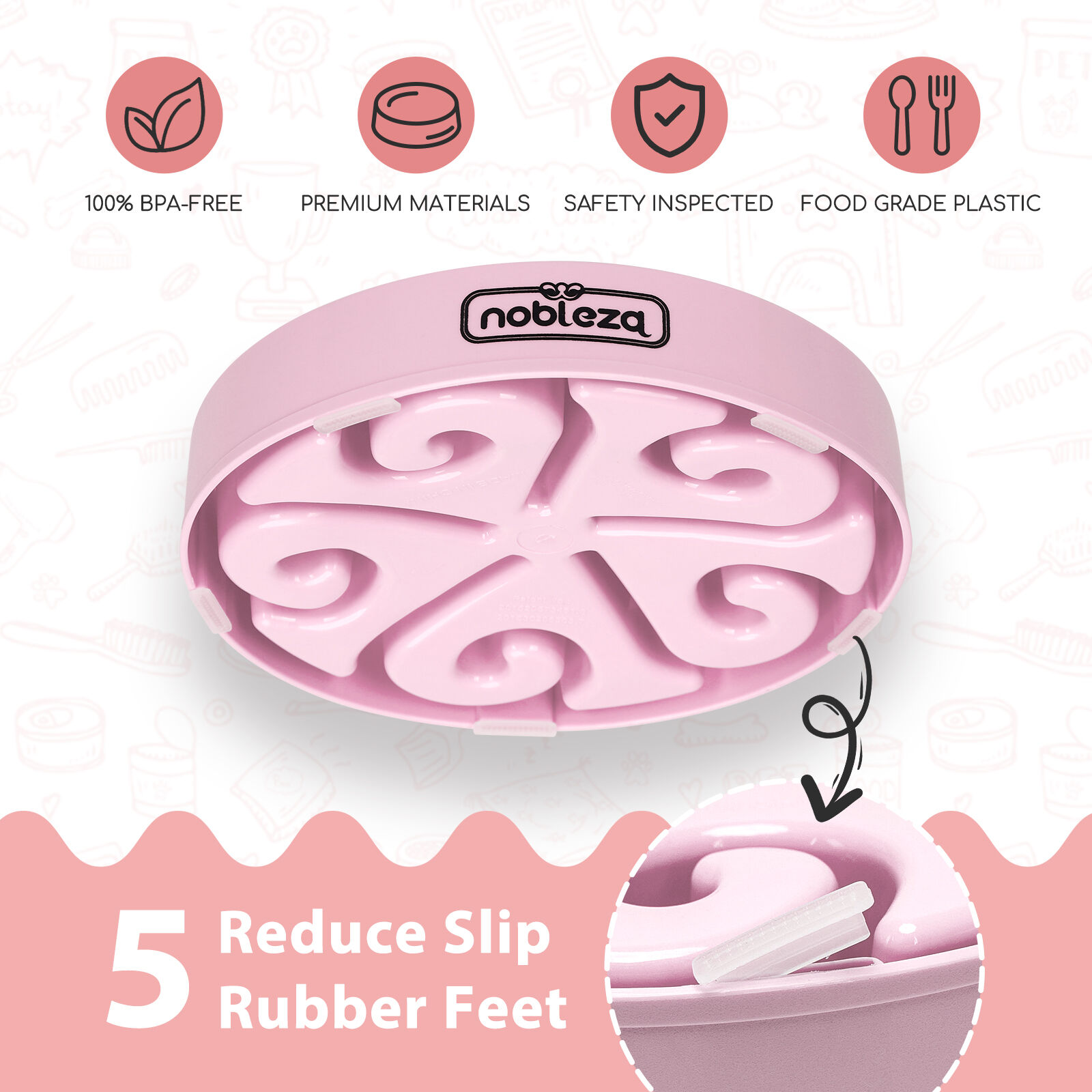 Nobleza Comedero Perro Antivoracidad, Antideslizante Comederos Para Perros, Comedero Antivoracidad Perro, Duradero y no T&oacute;xico Que Evita la Asfixia Comedero Perro Grande y Medianos, &phi;20.4*H4.7cm, Pink, , large Imagen numero 4