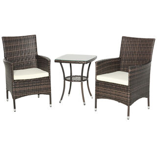 Outsunny Conjunto de Muebles con 1 mesa y 2 sillones para jardín