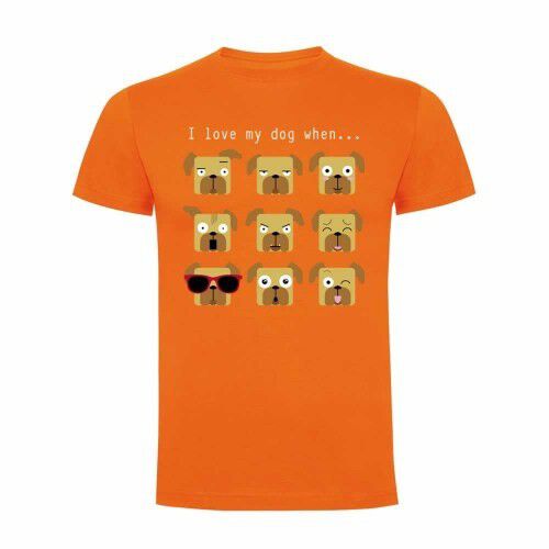 Camiseta hombre &quot;I love my dog when...&quot; color Naranja thumbnail