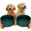 Edipets comedero doble de porcelana y bambú verde para mascotas, , large indicador imagen numero 1