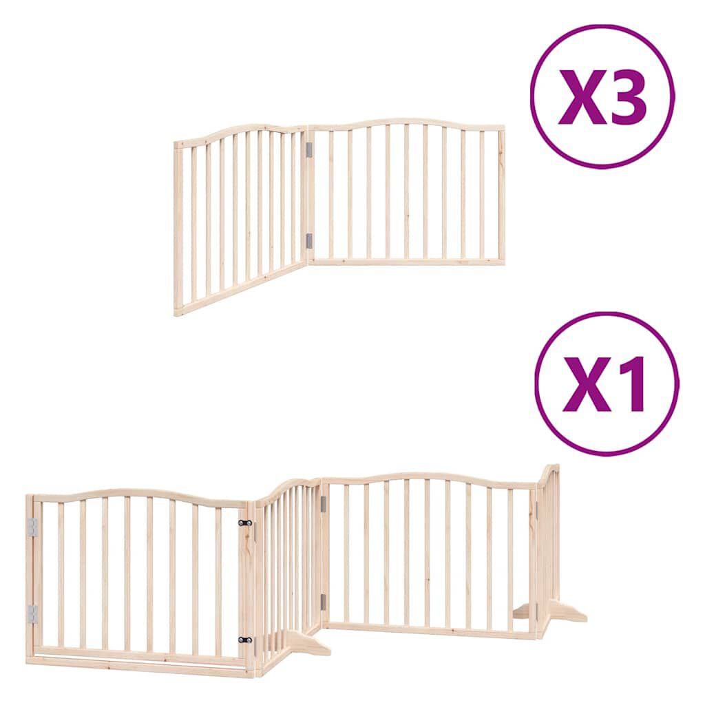 vidaXL Puerta para perros plegable 10 paneles madera de &aacute;lamo 800 cm, , large Imagen numero 1