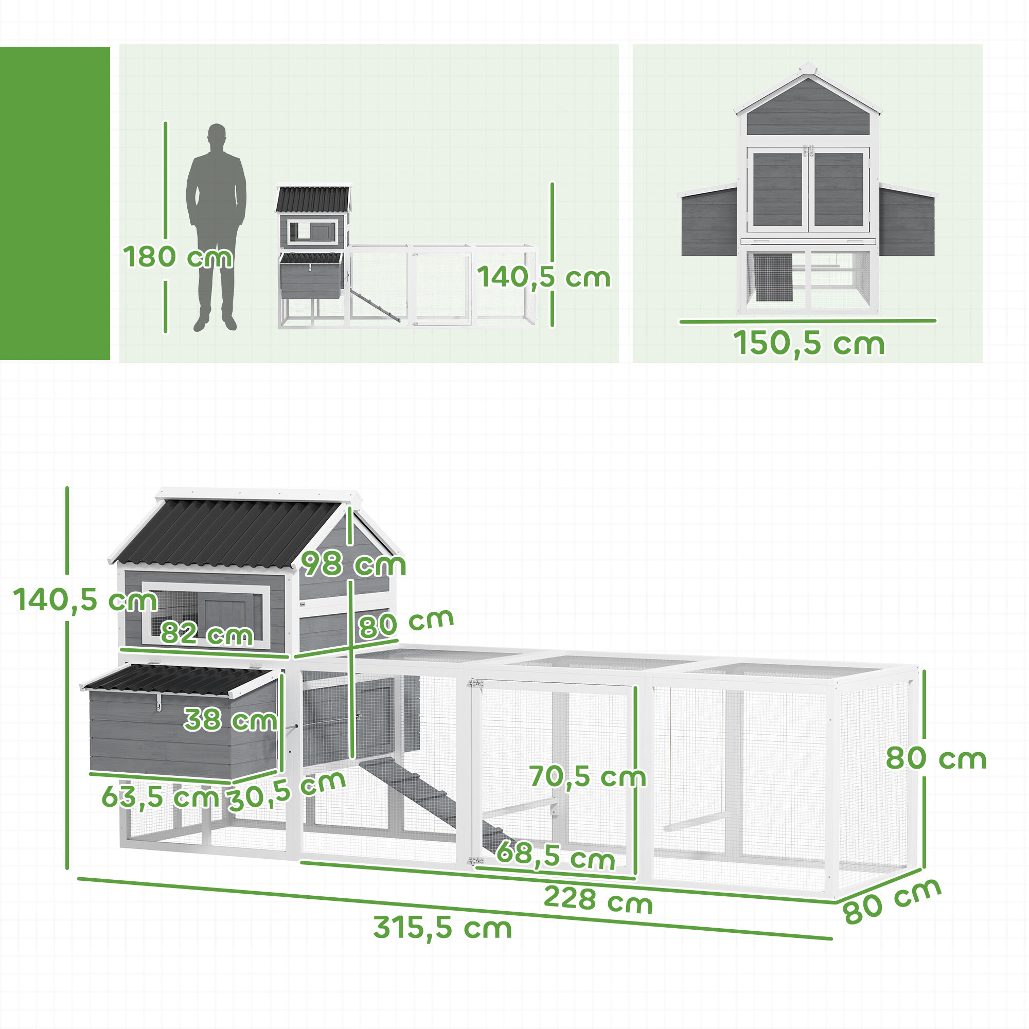 PawHut Gallinero para Exterior Gris Claro thumbnail