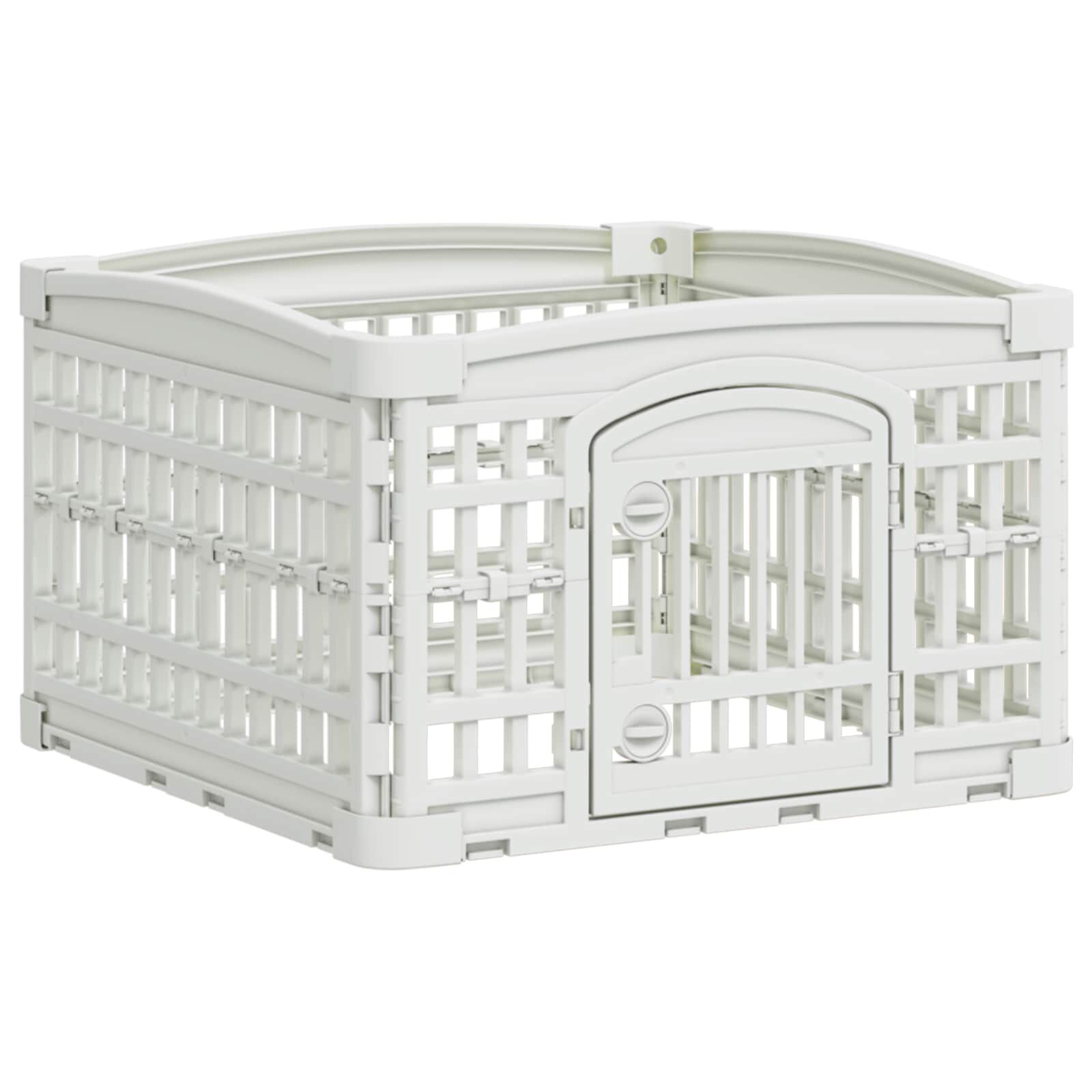 vidaXL Parque para Perros de 4 Paneles 60 x 60 x 38 cm Pl&aacute;stico Blanco, , large Imagen numero 1
