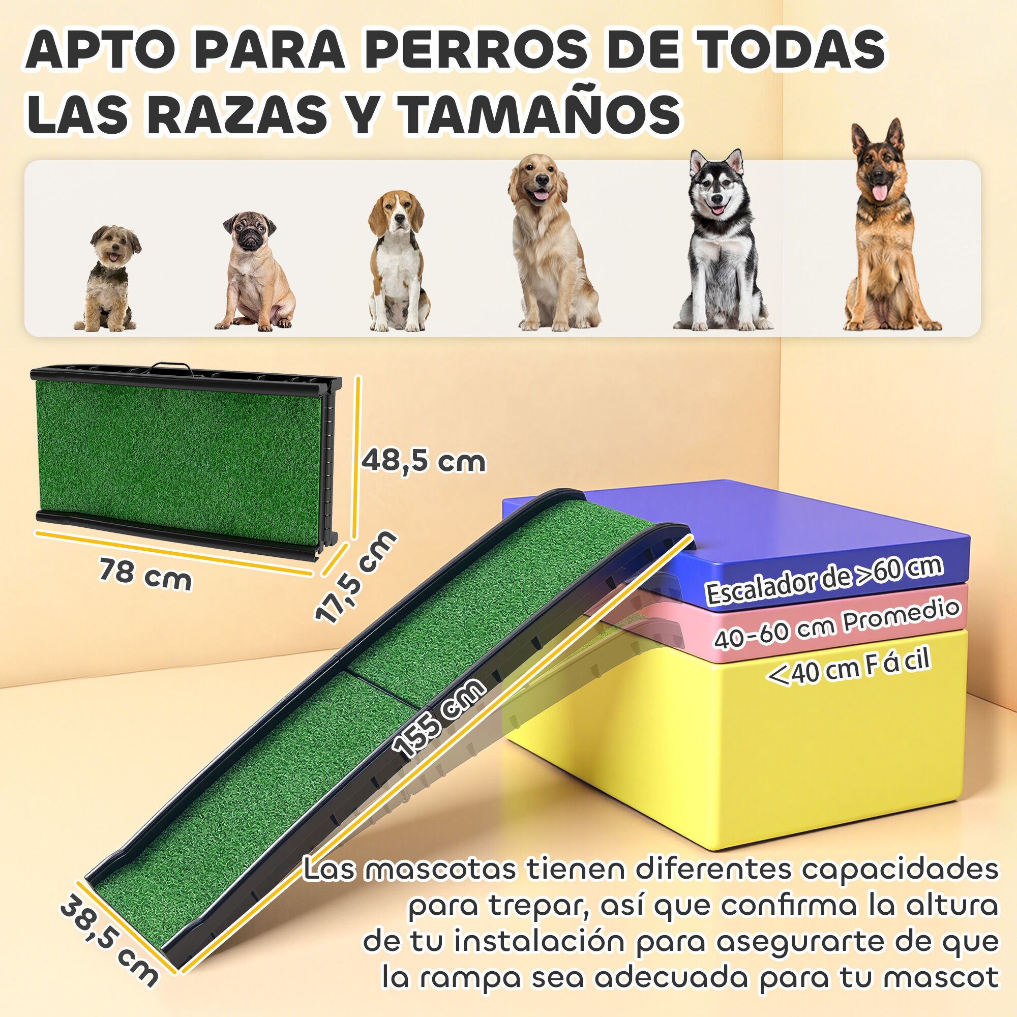 PawHut Rampa para Perros Verde, , large Imagen numero 3