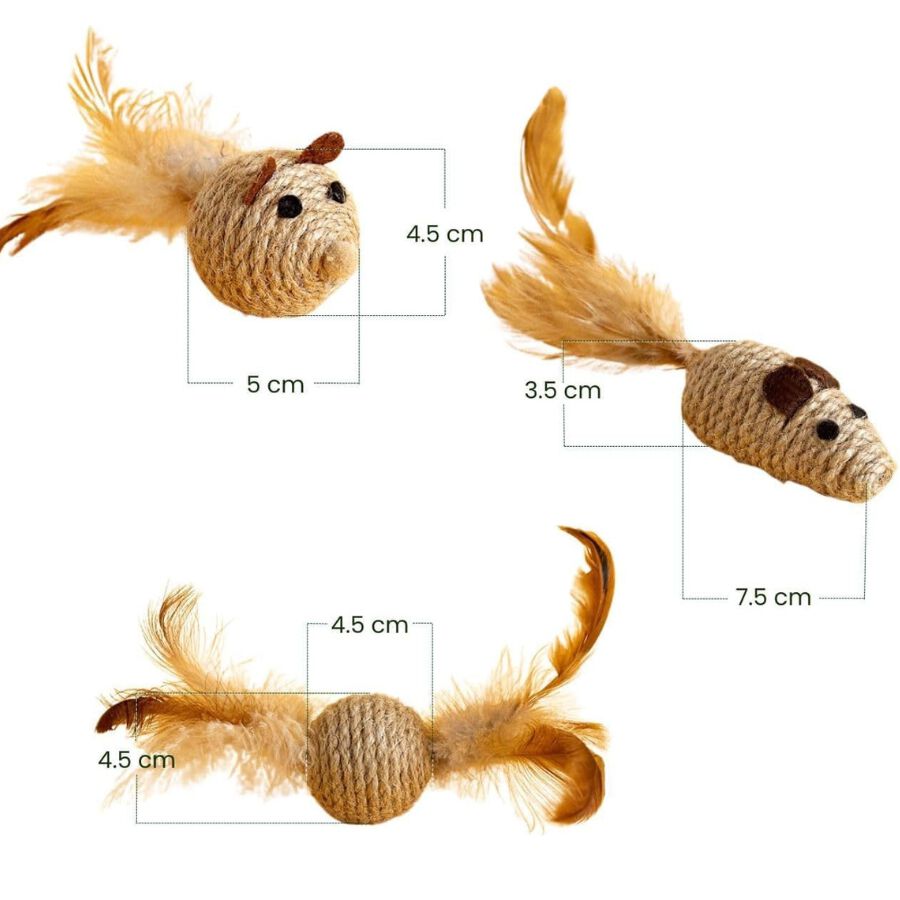 Set Premium de 4 Piezas Resistentes para el Ingenio y Entretenimiento de Mascotas | Juguetes Interactivos para Gatos y Gatitos | Kit de Estimulaci&oacute;n con Ca&ntilde;a o Varita de Madera Natural y Plumas, , large Imagen numero 4