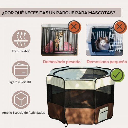 Parque de juego PawHut entrenamiento y dormitorio color Café Crema thumbnail