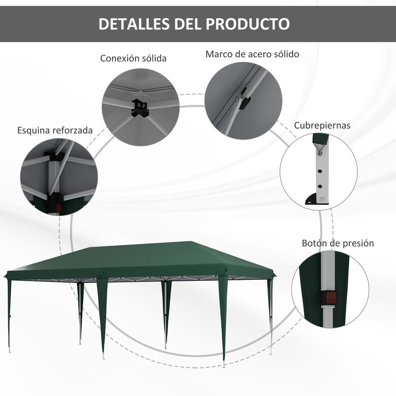 Outsunny Carpa Plegable Verde Cenador De Jardín Gazebo thumbnail