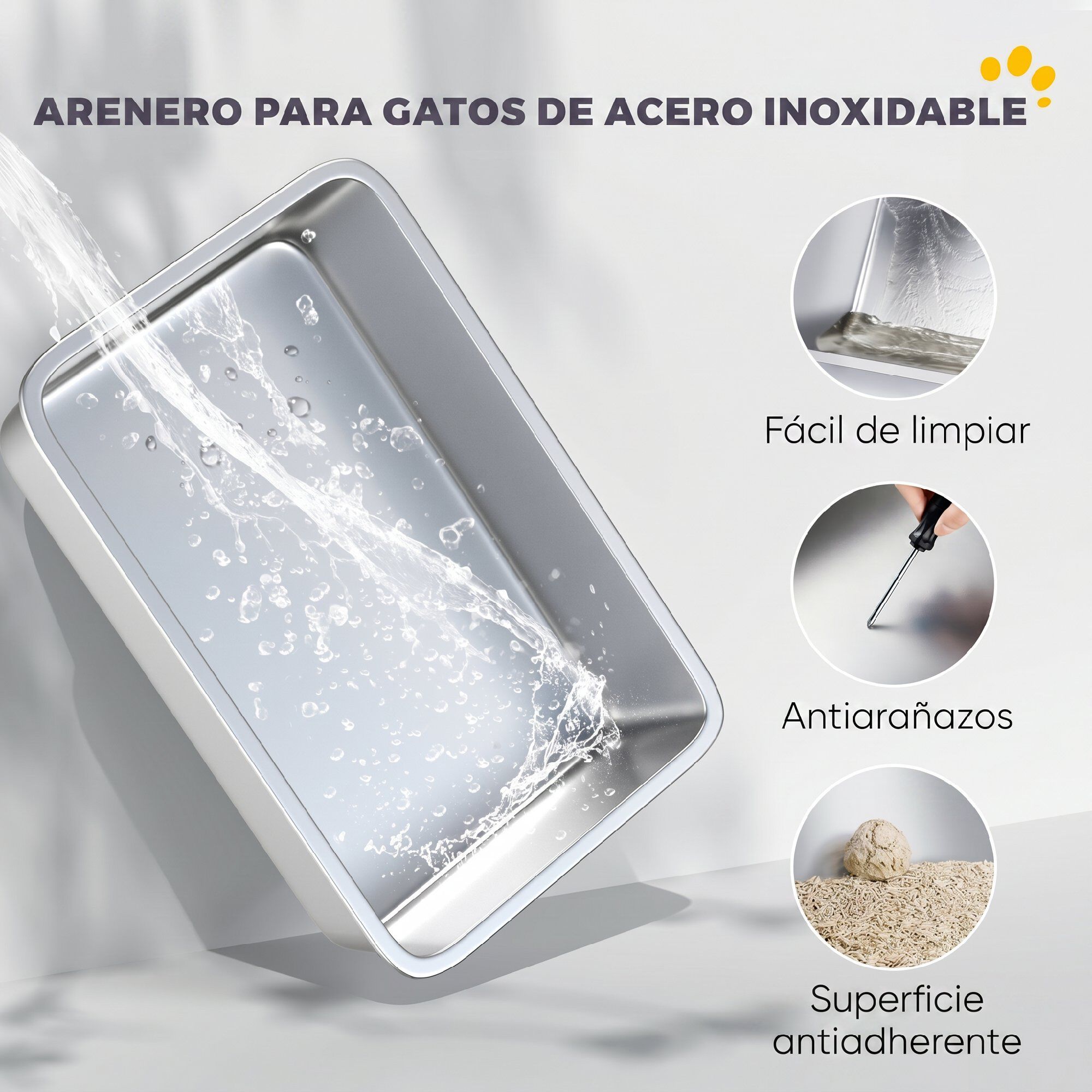 PawHut Arenero para Gato Gris Claro, , large Imagen numero 5