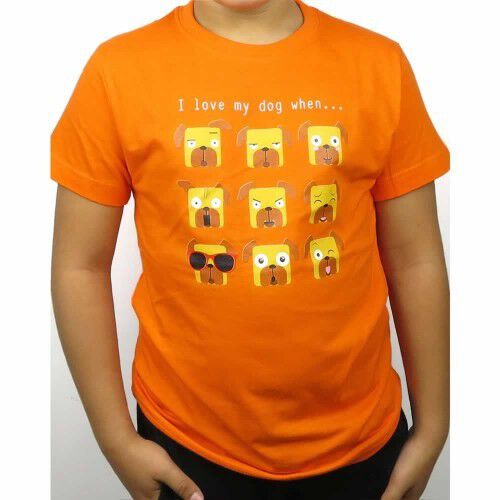 Camiseta niño/a &quot;I love my dog when...&quot; color Naranja thumbnail