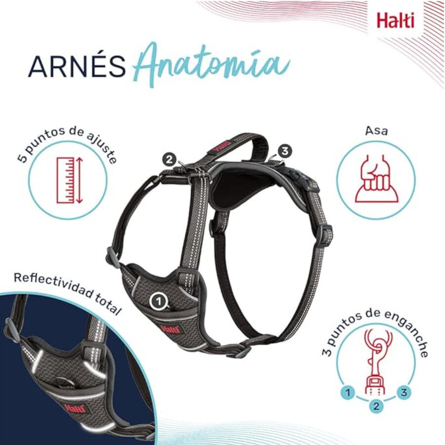 Halti arnés anatómico con asa gris para perros thumbnail