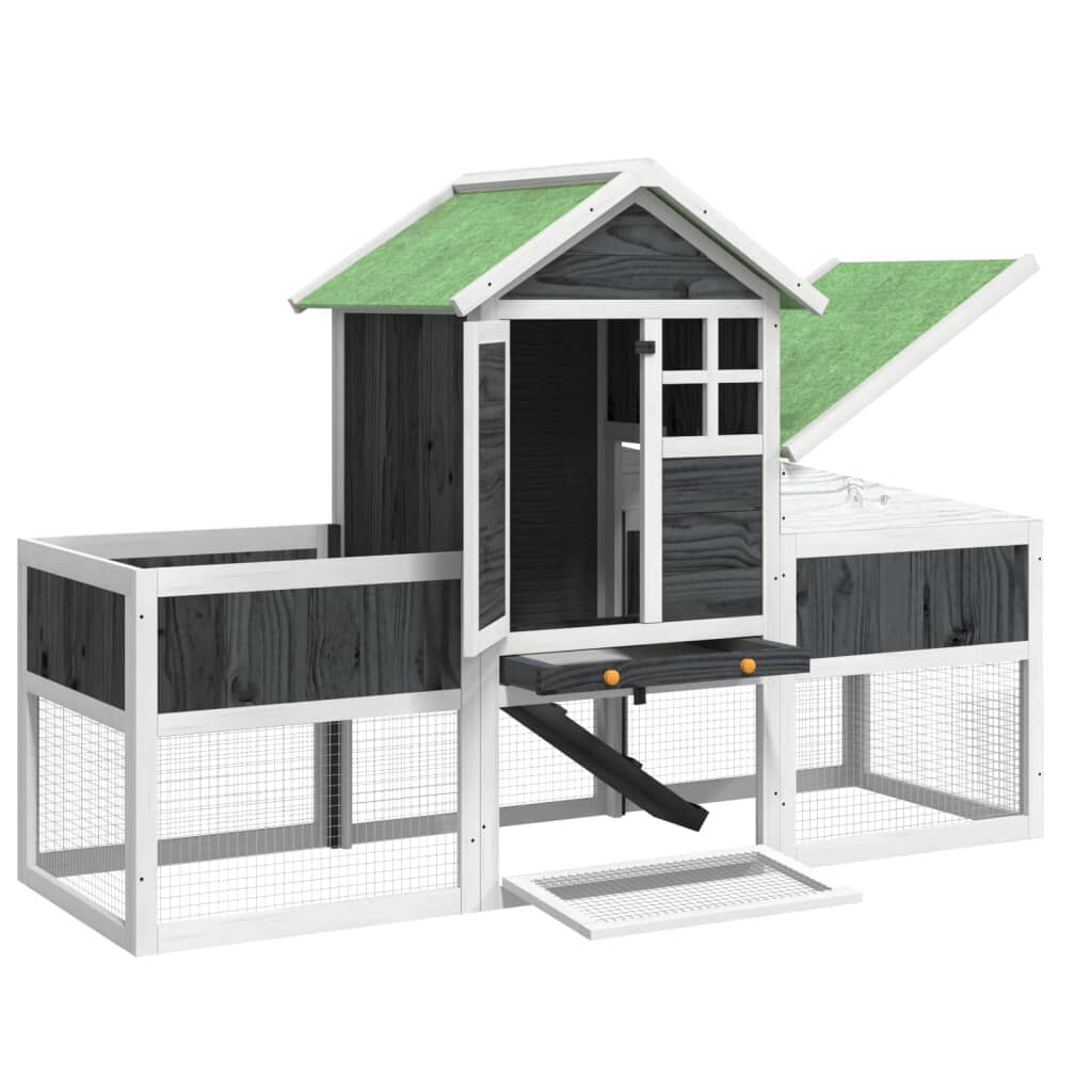 VidaXL Conejera de Madera de pino Gris para Conejos thumbnail