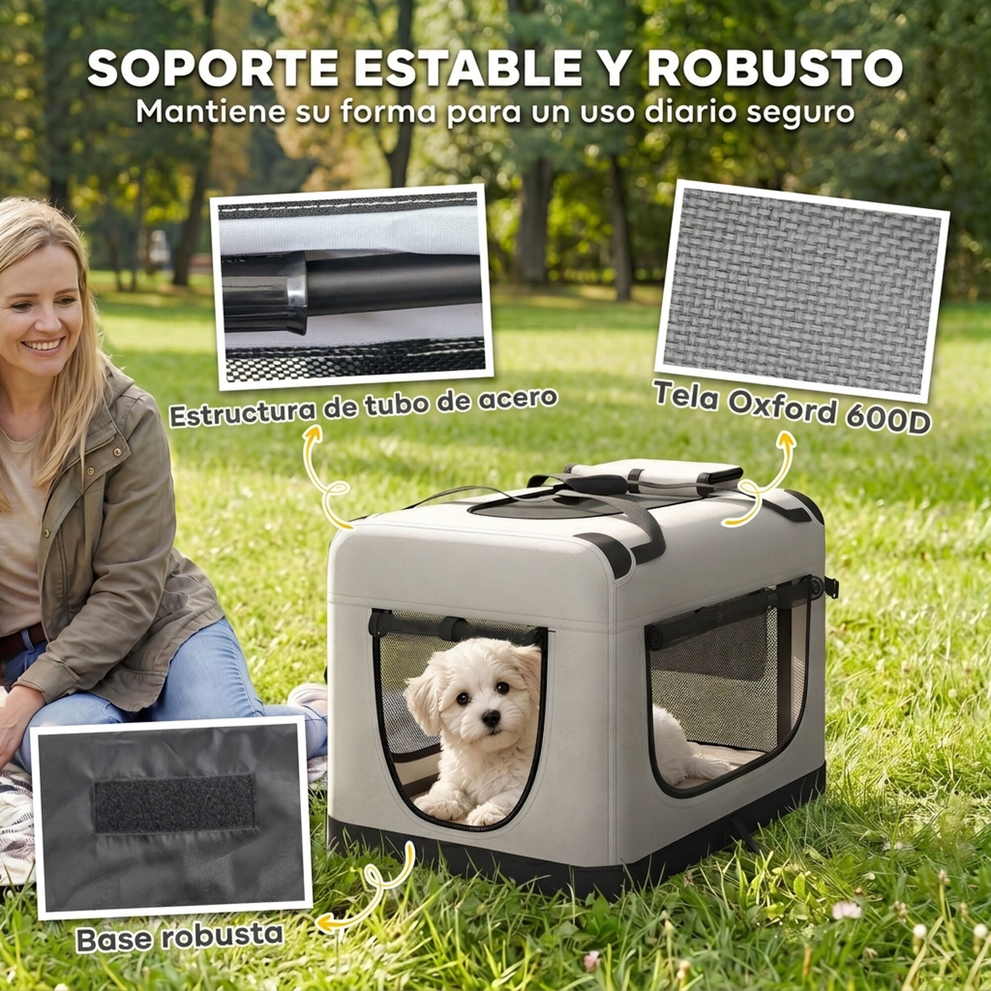 PawHut Transport&iacute;n para Mascota Gris claro, , large Imagen numero 10