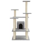 Vidaxl rascador árbol 4 pisos con casa de sisal gris para gatos, , large image number null