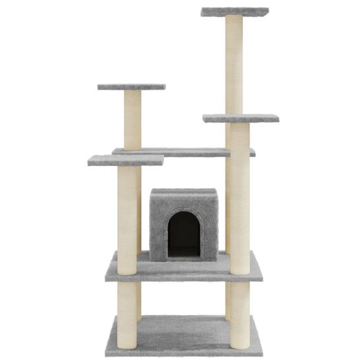 Vidaxl rascador árbol 4 pisos con casa de sisal gris para gatos, , large image number null