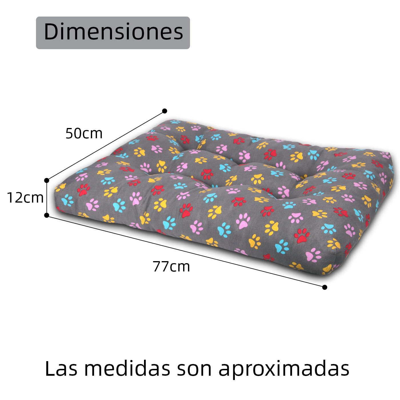 HOME MERCURY- Cama de Mascota, Colch&oacute;n para Perro, Colchoneta Reversible Estampada Relleno de Espuma para Interior y Exterior. (Small, Huellas), , large Imagen numero 4