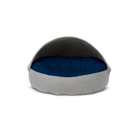 Gauty Cama Redonda para Perros y Gatos  Tela de sarga - Gris y Azul oscuro