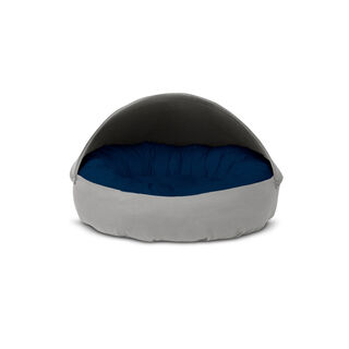 Gauty Cama Redonda para Perros y Gatos  Tela de sarga - Gris y Azul oscuro