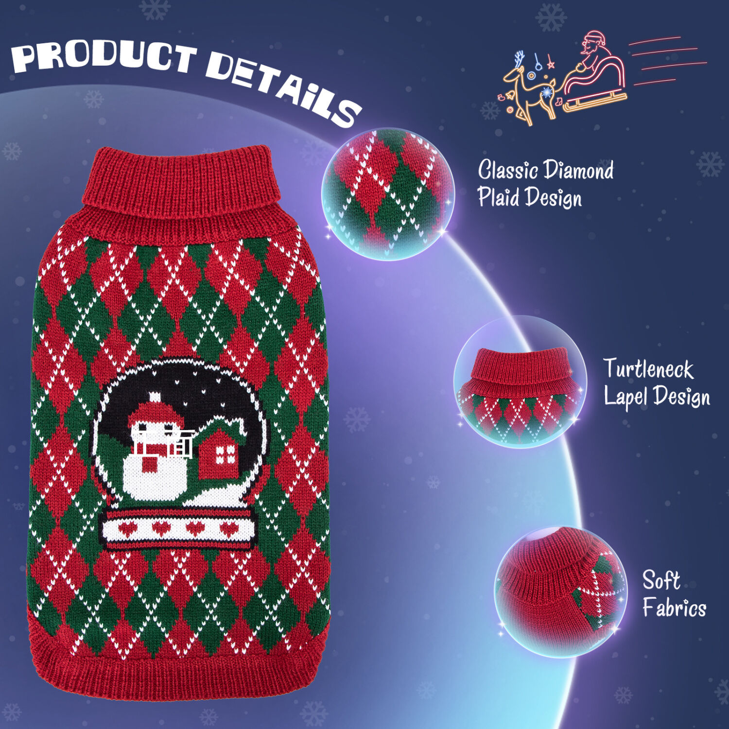Nobleza - Jerseys de Navidad para Perros y Gatitos, Navidad Mascotas Su&eacute;ter, Jersey para Perros y Gatitos, Ropa de Invierno c&aacute;lida Ropa de Invierno Adecuado para Perros Peque&ntilde;os y Medianos, (Rojo, s), , large Imagen numero 4