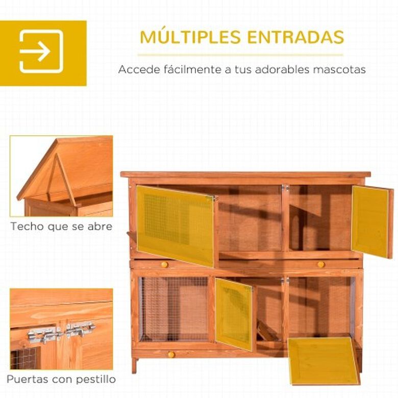 PawHut conejera de madera exterior para conejos thumbnail