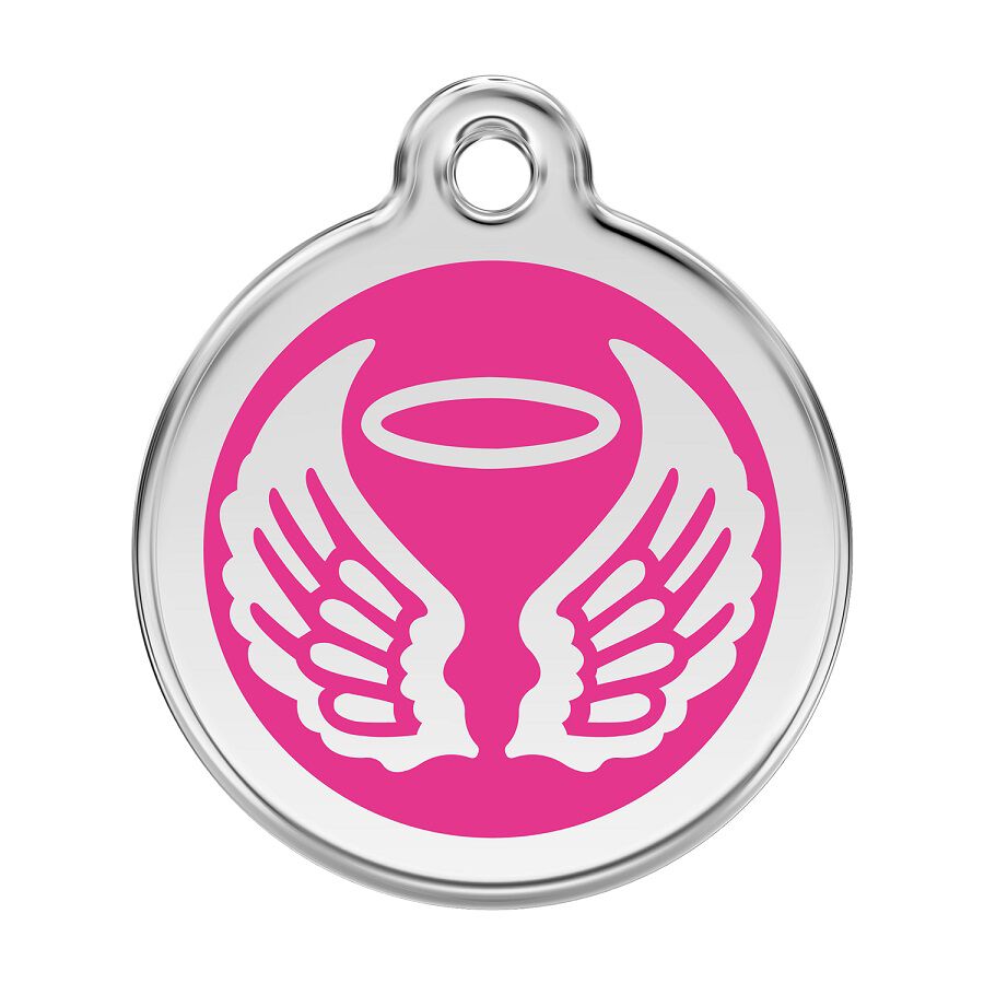Placa identificativa Acero Inoxidable Esmalte Alas Angel Rosa Fuerte para perros, , large Imagen numero 1