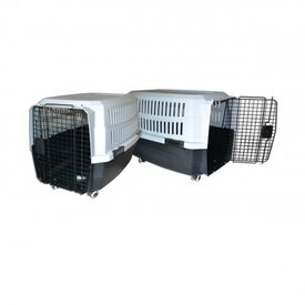 Wuapu transportin de pl&aacute;stico con ruedas gris y negros para perros grandes