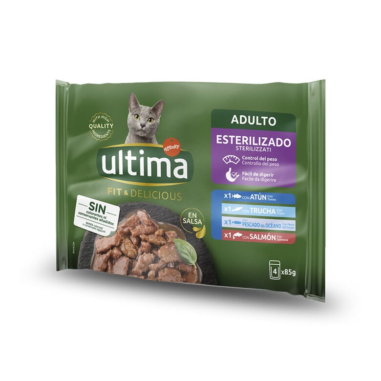 24 sobres x 85 g Affinity Ultima Fit & Delicious Pescado sobre en salsa para gatos ¡Pack ahorro!
