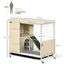 PawHut Conejera de Madera con Ruedas Mueble Conejera de Interior 78x52,5x76,5 cm Superficie Mesa Auxiliar con Techo Abrible Corral Bandeja Extraíble Bebedero y Rampa Roble, , large indicador imagen numero 3