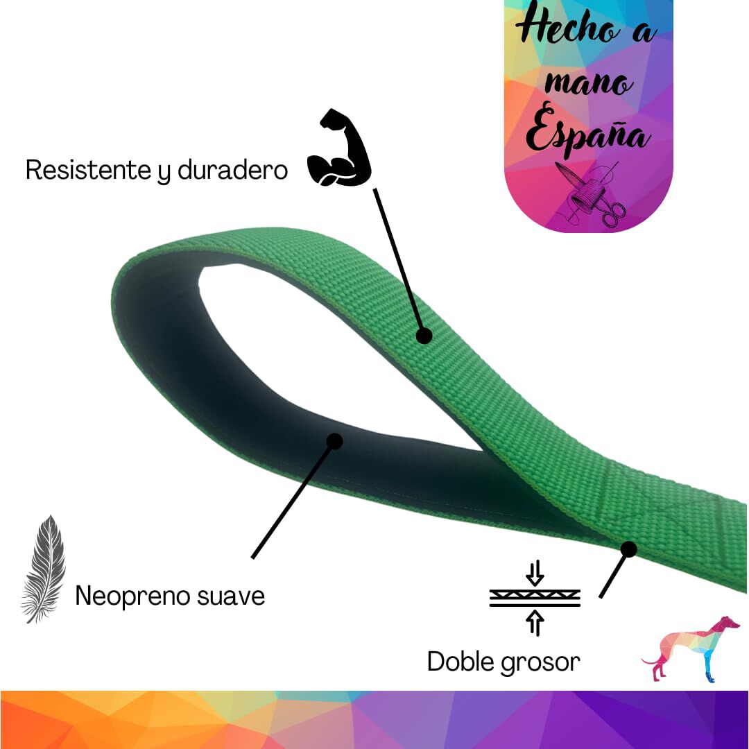 EGV - Correa corta perro 4cm ancho, asa neopreno y mosquet&oacute;n reforzado. 50cm longitud. (Verde), , large Imagen numero 4