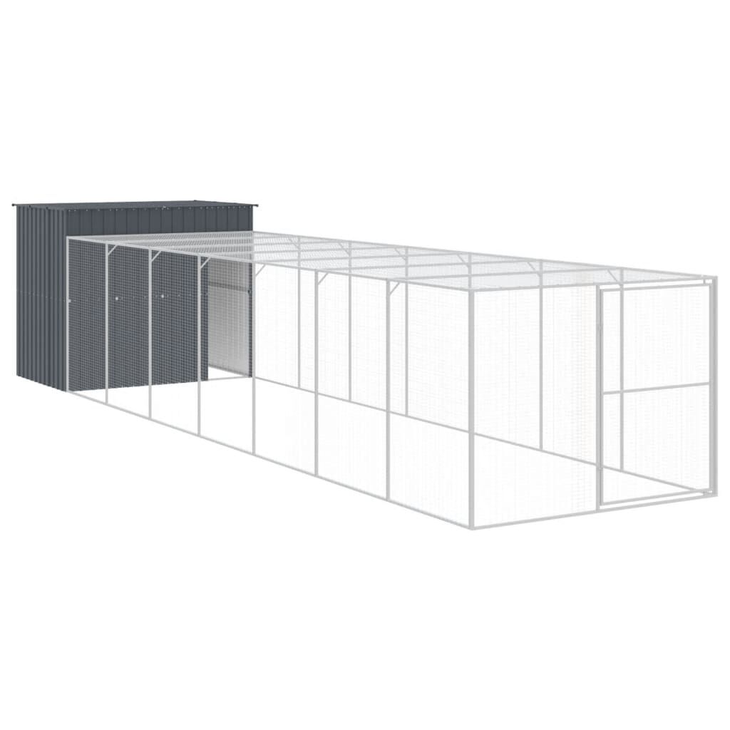 vidaXL Caseta perros con corral acero galvanizado gris 214x1069x181 cm, , large Imagen numero 10