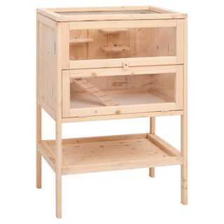 VidaXL Jaula de madera maciza con dos niveles para hámsteres