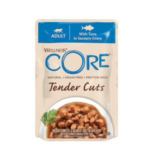 Wellness Core Tender Cuts atún sobre en salsa para gatos