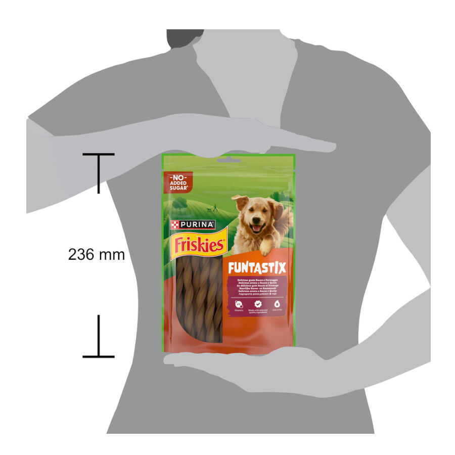 6 bolsitas x 175 g Friskies Funtastix Barritas de Queso y Bacon para perros &iexcl;Pack ahorro!, , large Imagen numero 3