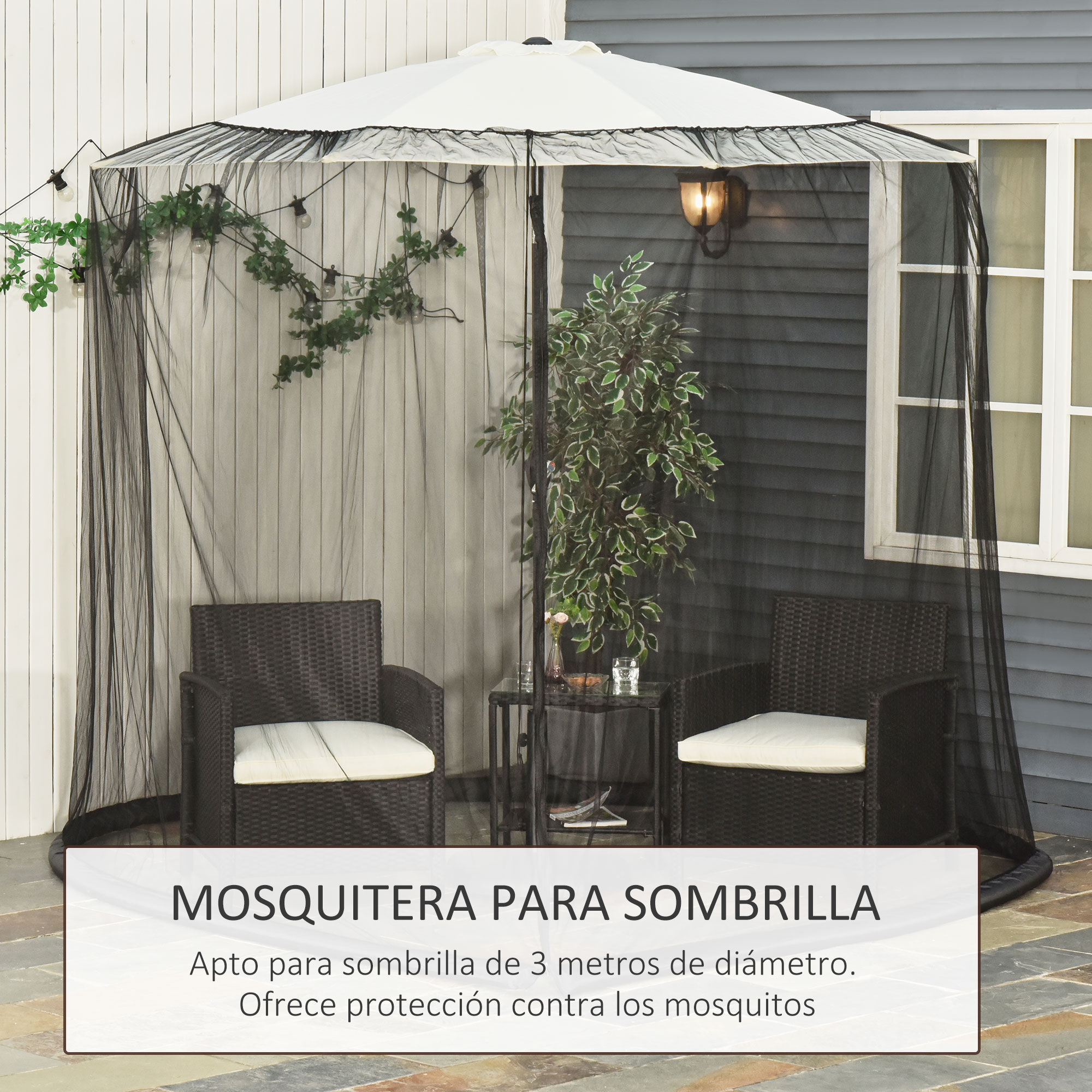 Outsunny Mosquitera para Sombrilla Negro, , large Imagen numero 4
