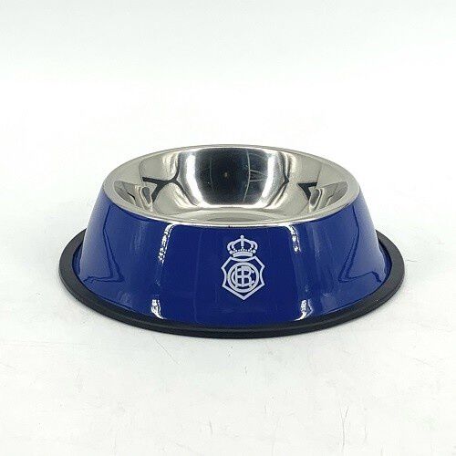 Comedero-bebedero para mascotas escudo Recreativo de Huelva color Azul, , large Imagen numero 1