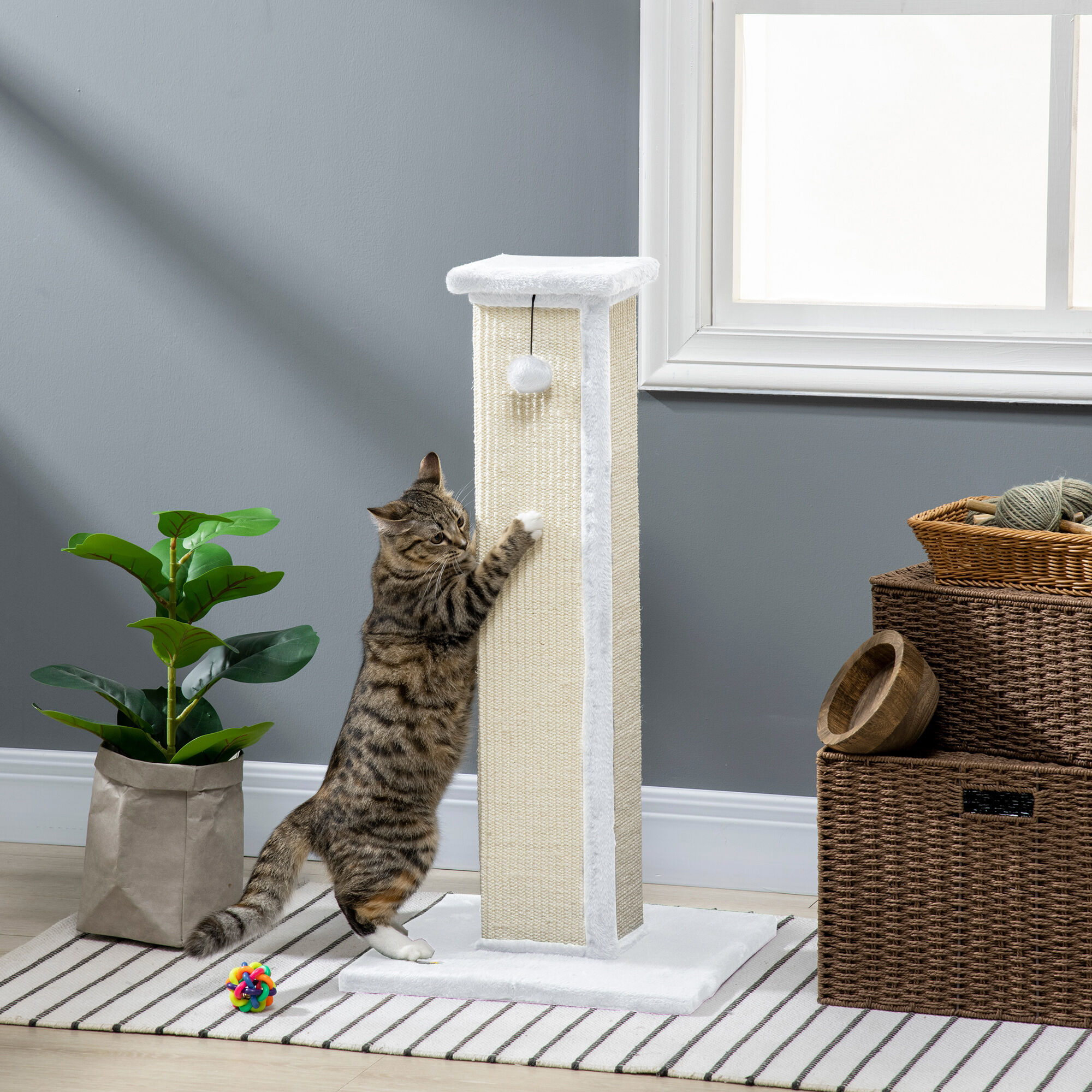 PawHut Rascador para Gato Blanco, , large Imagen numero 2