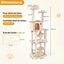 COSTWAY &Aacute;rbol para Gatos Multinivel con Postes Rascadores de Sisal Natural | 168 cm Torre para Gatitos de Interior con Perchas, Hamaca, Condominio y Pompones Colgantes, Mueble de Escalada Felino, , large indicador imagen numero 5