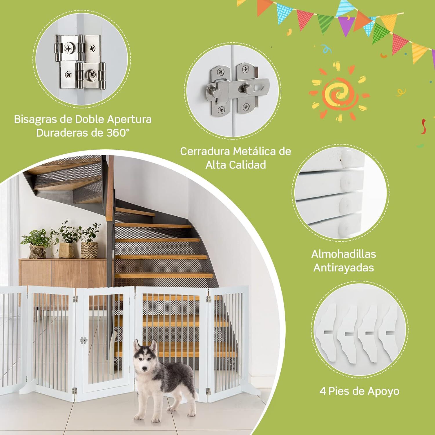 COSTWAY Parque para Perros, Valla De Acero Plegable de 6 Paneles para Perros thumbnail