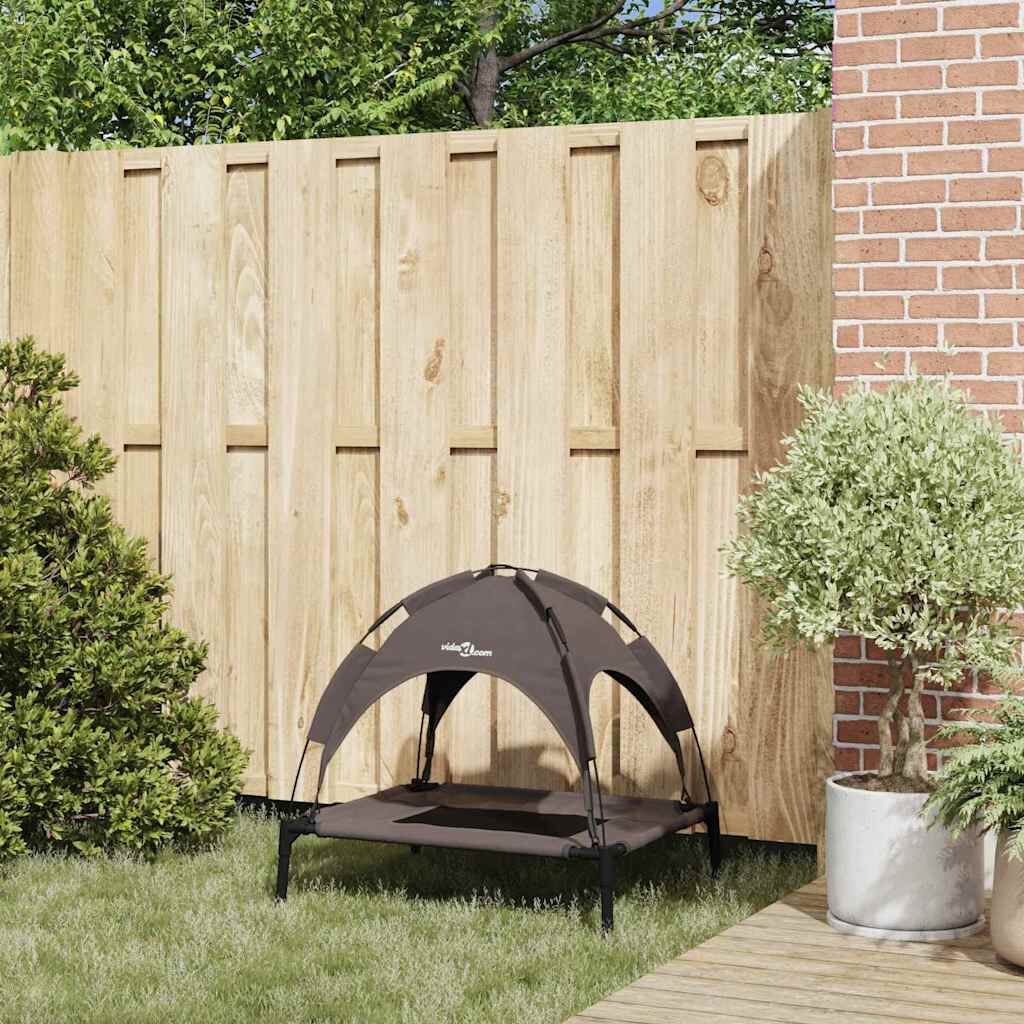 vidaXL Cama para Perros con Dosel Sof&aacute; Silla Tela Oxford y Acero Marr&oacute;n, , large Imagen numero 3