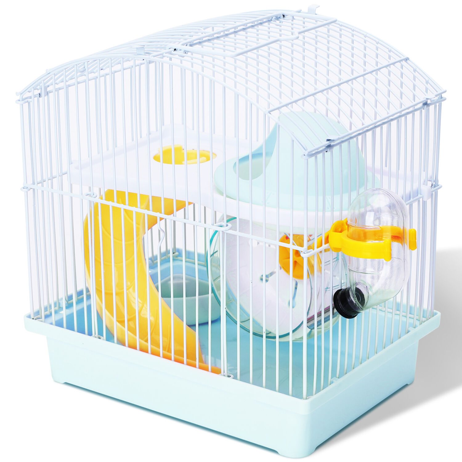 Nobleza - Jaula para H&aacute;mster, Casa para Animales Peque&ntilde;os 2 Pisos con Rueda Bebedero comedero, L23*W17*H24CM (Azul), , large Imagen numero 1