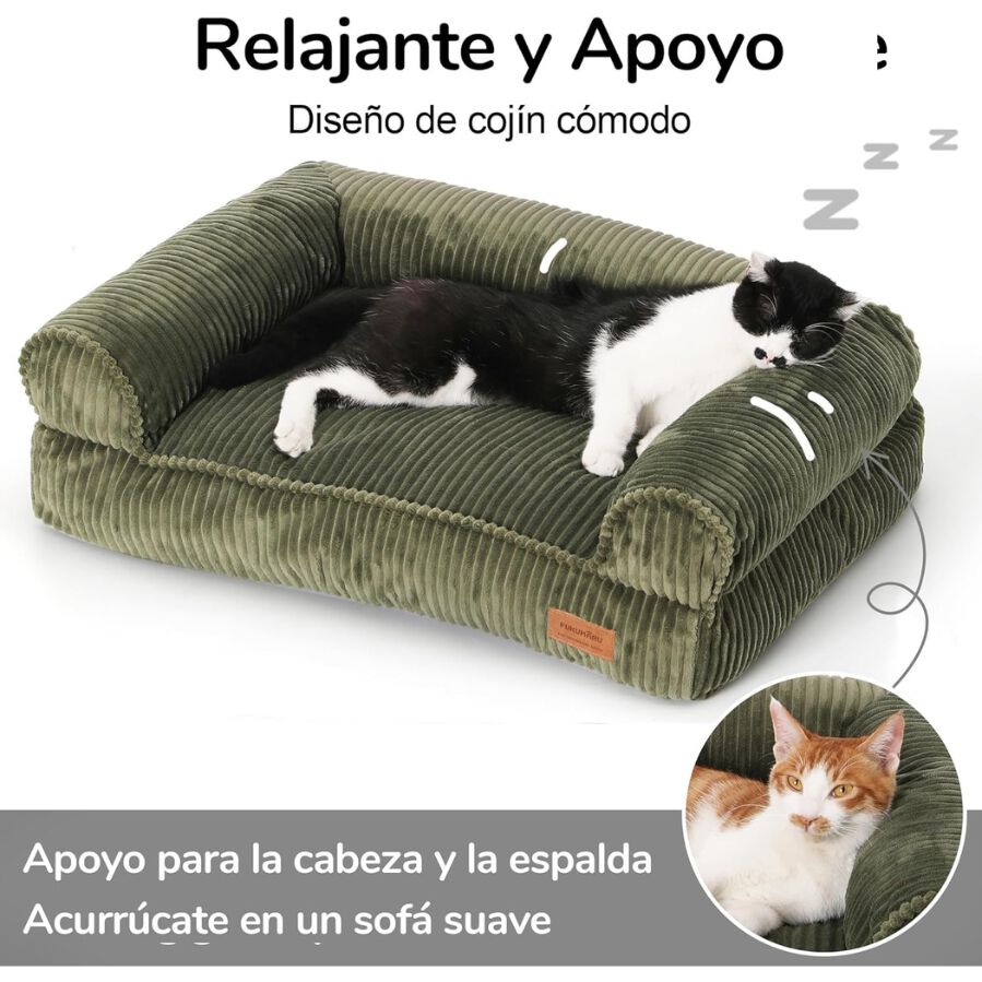 Fukumaru Sof&aacute; Cama para Mascotas Talla M | Cama para Perros y Gatos con Pana Suave, Relleno de Algod&oacute;n y Espuma, Base Antideslizante, Funda Lavable, Dise&ntilde;o Impermeable y Confort Premium para Hogar, , large Imagen numero 2