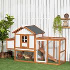 PawHut Gallinero de Madera para Exterior 181x79,5x117,5 cm Jaula para 2-4 Gallinas con Techo Resistente al Agua Corral de Metal 2 Perchas Nido Bandeja Extraíble y Rampa Natural., , large image number null