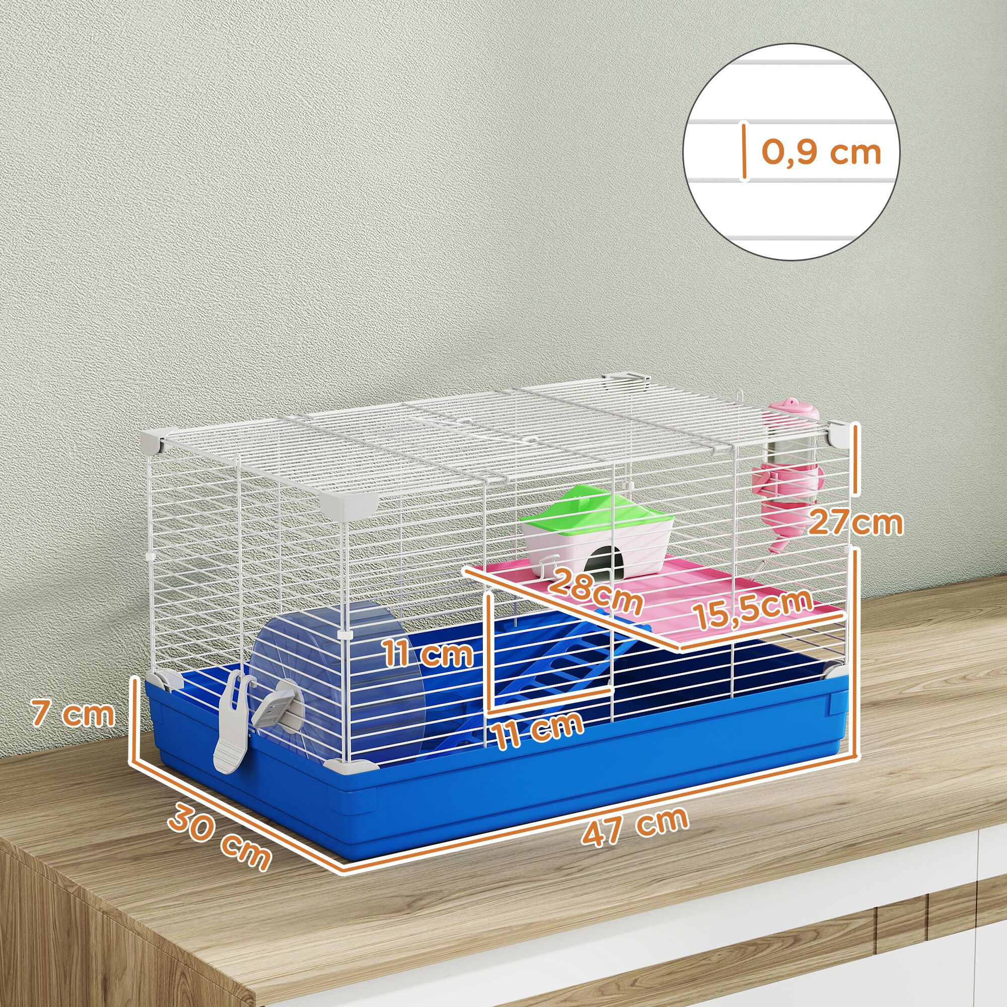 PawHut Jaula para H&aacute;mster Azul, , large Imagen numero 3