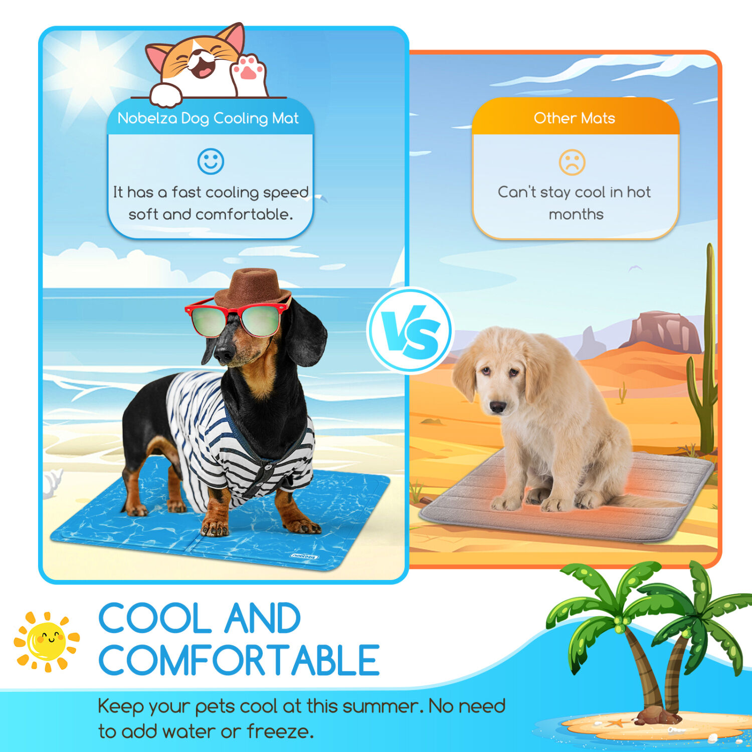 Nobleza - Alfombrilla refrescante para mascotas grandes. Auto refrigerante No t&oacute;xico. Ideal para para perros, gatos en verano. 110 * 70 cm, color azul, XL, , large Imagen numero 2