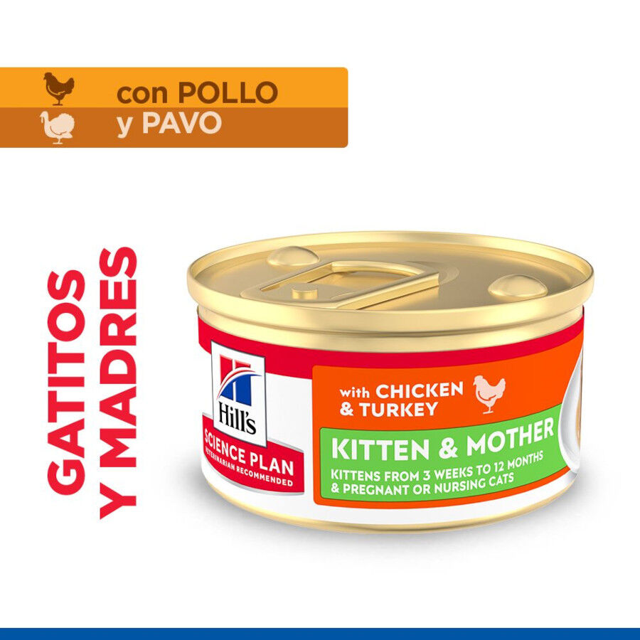 85 g Hill's Science Plan Kitten y Mother Mousse de Pollo y Pavo lata para gatos, , large Imagen numero 2
