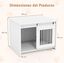 COSTWAY Jaula para Perros Medianos, 80x60x60 cm, Muebles de Jaula para Perros con Puerta Corrediza, Tubos Met&aacute;licos a Prueba de Masticar, Mesa Auxiliar Perrera para Mascotas Peque&ntilde;as Medianas (Blanco), , large indicador imagen numero 5