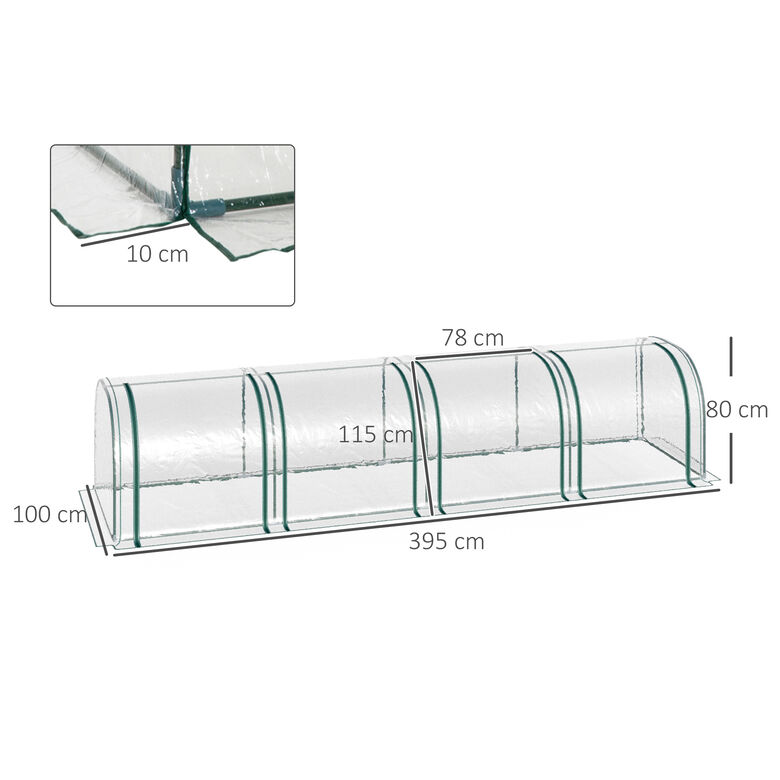 Invernadero Caseta transparente tipo Túnel Marco Acero y PVC para Jardín thumbnail