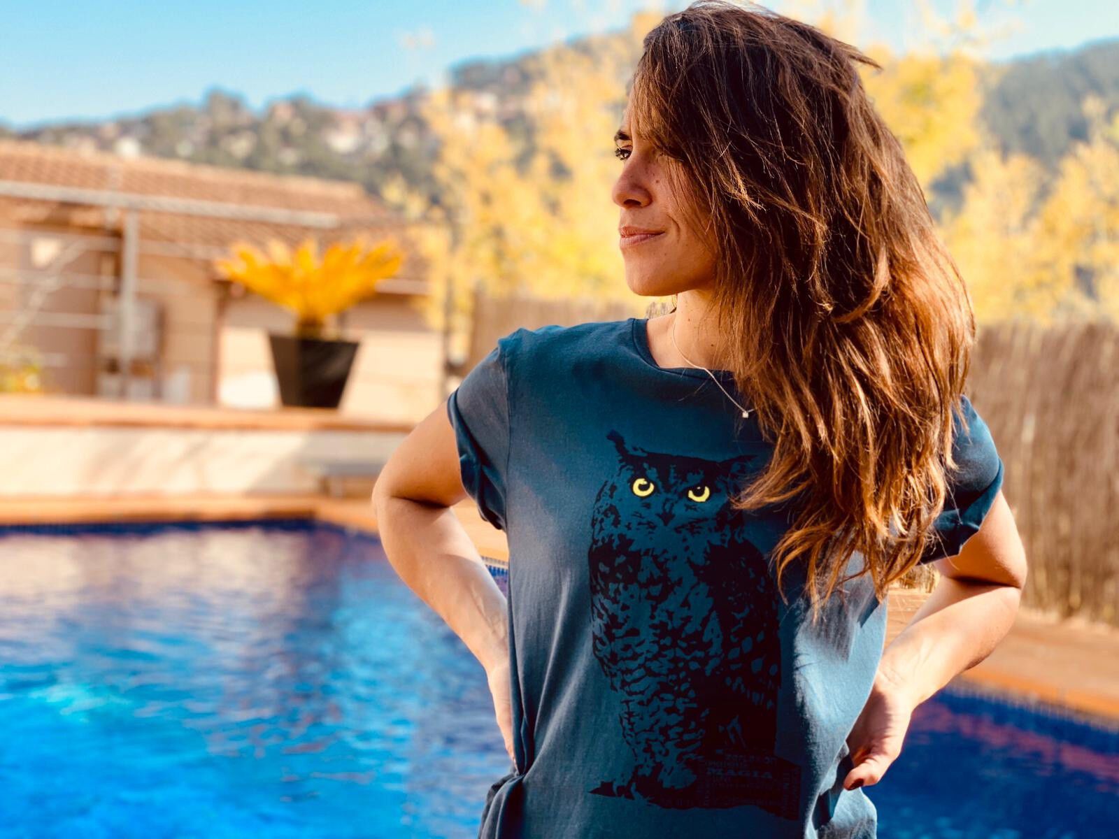 Camiseta búho mujer color Azul thumbnail