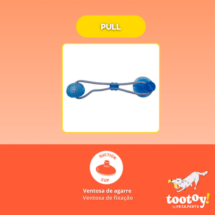 Tootoy! Mordedor de Cuerda con Pelota y Ventosa Azul para perros, , large Imagen numero 4